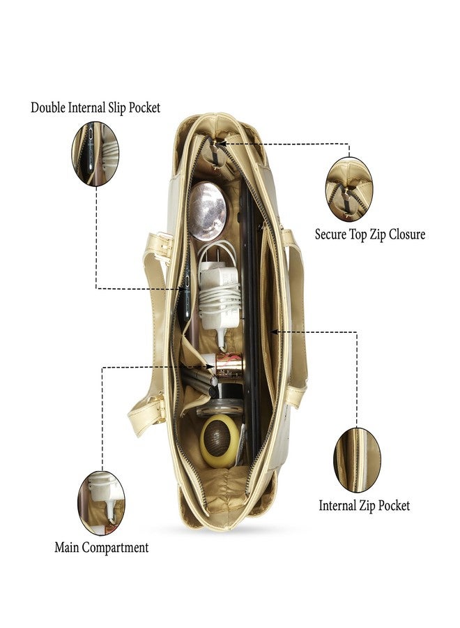 كابريس حقيبة كابريس مايسي متوسطة الحجم بلون الشوفان الألبي للنساء | حقيبة كتف من الجلد الصناعي المتين مع مساحة داخلية واسعة وإغلاق بسحاب | تتسع لأجهزة الكمبيوتر المحمولة حتى 16 بوصة | مناسبة للاستخدام في المكتب والسفر (لون الشوفان الألبي) - Image 4